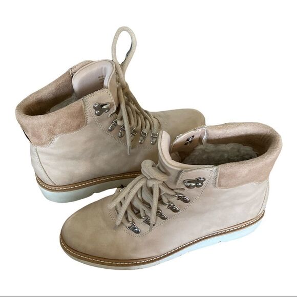 Aldo | Tan Lace Up Sherpa Fur Lined Combat Boots | 9 - Picture 1 of 8